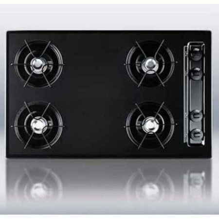 SUMMIT APPLIANCE DIV. Summit-30"W Cooktop, Four Burners, Gas Spark Ignition, Black TNL053
